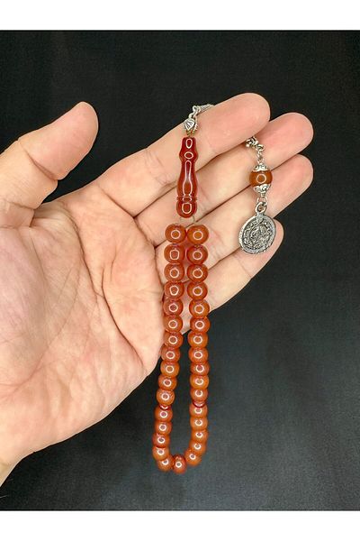 Anemore Collection Special Gift for Lover - Rod Amber Prayer Beads, Brown Color, Sphere Cut, 8 mm - H-1532