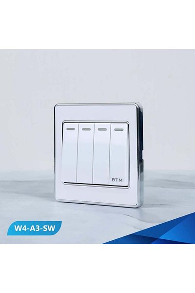 Btm مفتاح رباعي العجلات، أبيض وفضي - 6 قطع