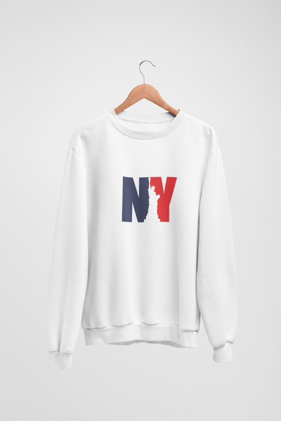 Butik Φούτερ Unisex με μακρύ μανίκι 2 νήματα NY Transfer B με τύπωμα με λαιμό...