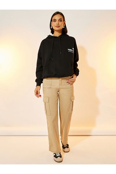 Take Two By Styli Solid Straight Fit Mid Rise Cargo Jeans