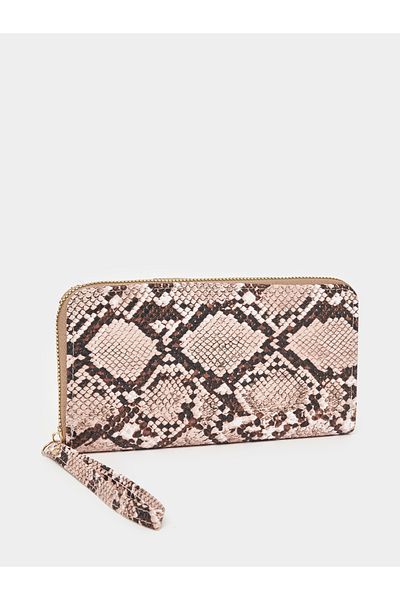 Styli Snakeskin Print Zip Around Wallet