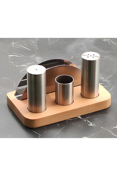 safir mutfak Restaurant Salt Shaker Pepper Shaker Toothpick Holder Napkin Holder Set Stainless Steel Spice Rack