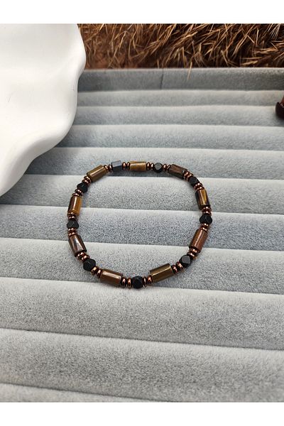 AURA Custom Cut Turtle Eye Men's Natural Stone Bracelet