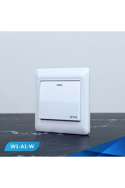 Btm Single switch, white, twisted- 2 pieces