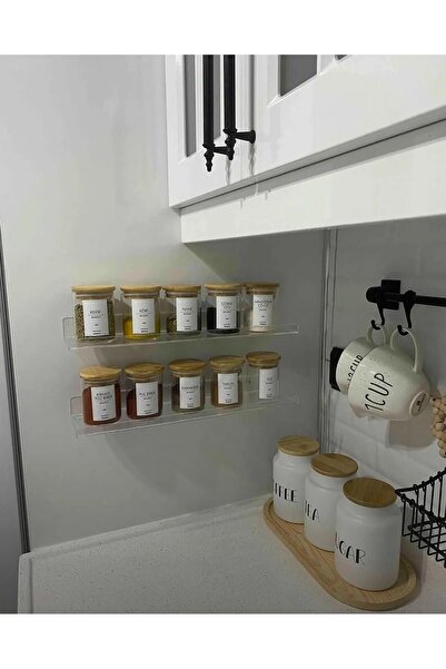 Home 2 Adet Şeffaf Kendinden Yapışkanlı Banyo Mutfak Rafı- Hayalet Raf 10×40 Cm