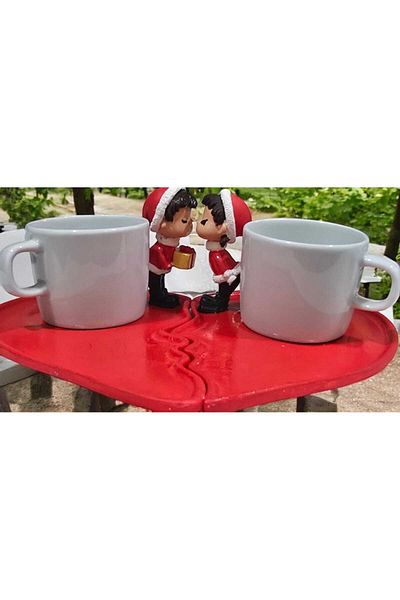GLOBELUX Rustic Sweetheart Special Turkish Coffee and Broken Heart Themed Set of 2