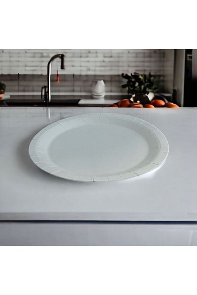 Krm Ambalaj 23 cm White Cardboard Paper Plate, 25 Pieces