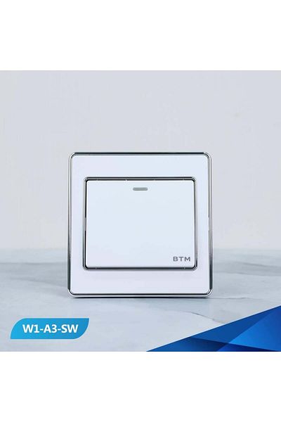 Btm Single switch, white and silver- 10 pieces