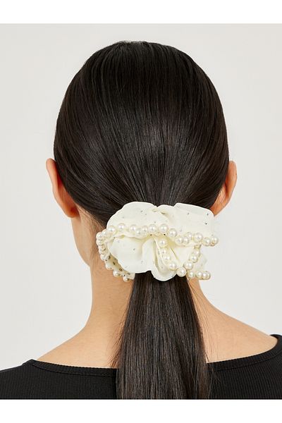 Styli Faux Pearl Embellished Scrunchie