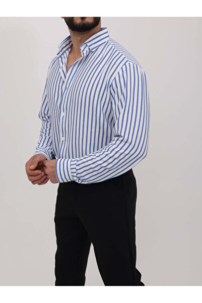 Oyga Men's Slim Fit Pocketless Lycra Cotton Shirt