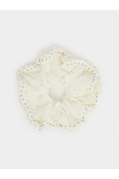 Styli Faux Pearl Embellished Scrunchie