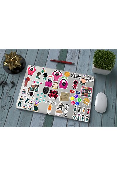 Major Selection Σετ αυτοκόλλητων παιχνιδιών Squid για Macbook Notebook Tablet Phone Agenda Σετ αυτοκόλλητων για φορητό υπολογιστή