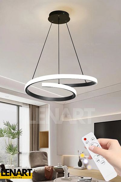 Lenart Lighting Ring Model Pendant Lamp Led Chandelier with Remote Control, 3 Colors Lighting, Living Room Chandelier