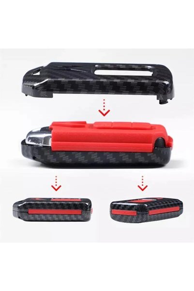 bigkey Honda Civic-Accord-Crv City Carbon Red - Black Key Case with Start Stop Model