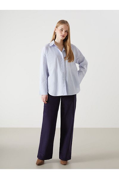 LC Waikiki Cămașă Oxford oversize cu dungi pentru femei