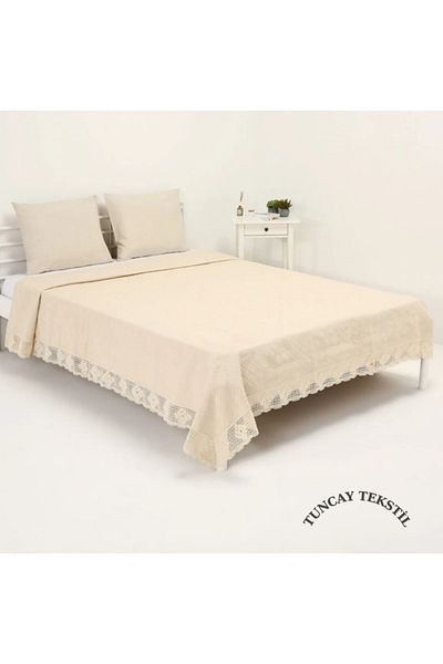 TUNCAY TEKSTİL Cotton Natural Natural Pique Linen Bedspread