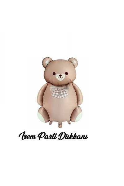İrem Parti Dükkanı ريترو كراميل ربطة عنق تيدي بير فويل بالون 90 سم