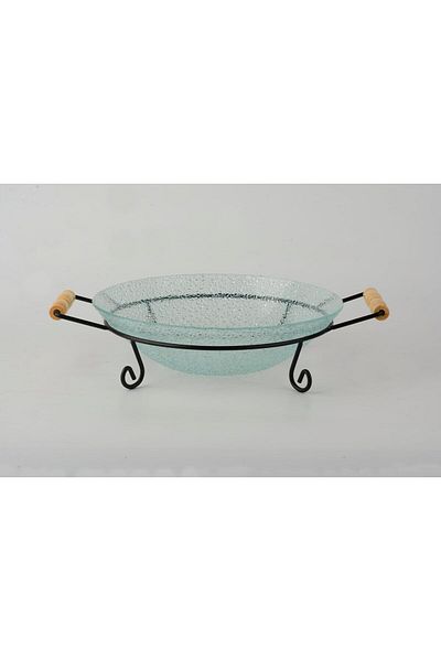 ORCHID RND GLASS SERVING BOWL WITH STAND