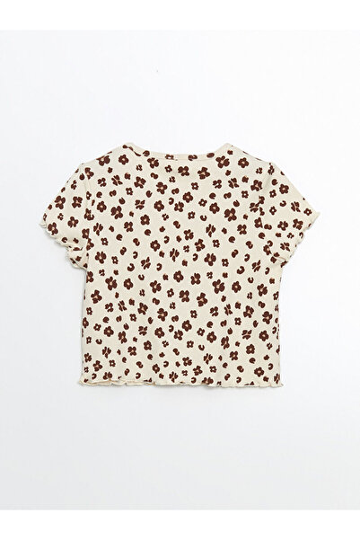 LC Waikiki LCW Dziecięca koszulka z okrągłym dekoltem i nadrukiem dla dziewcząt