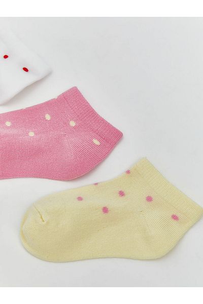 LC Waikiki LCW ECO Drukowane skarpetki dla niemowląt i małych dziewczynek, 3 sztuki