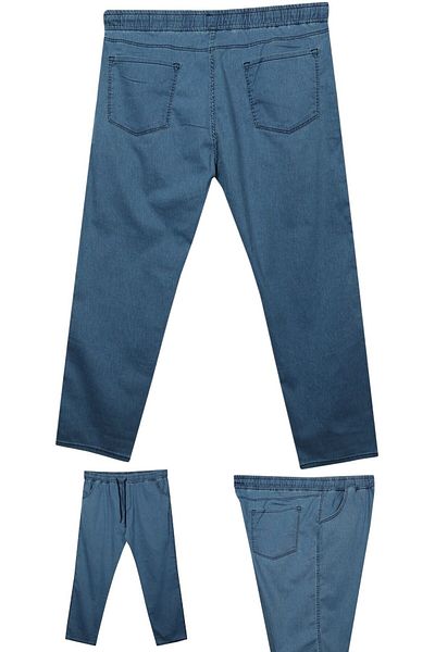 marufshop Men's Plus Size Lace-Up Lycra Pipe Leg Jeans Suitable for Weight between 100 Kilo-180 Kilo