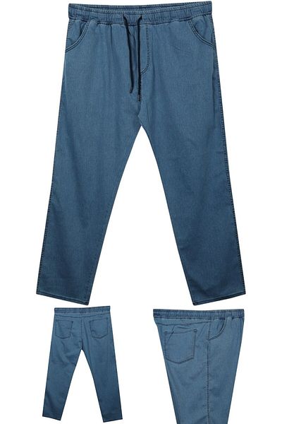 marufshop Men's Plus Size Lace-Up Lycra Pipe Leg Jeans Suitable for Weight between 100 Kilo-180 Kilo