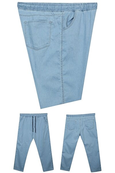 marufshop Ανδρικό τζιν παντελόνι με κορδόνια Lycra Pipe Leg Κατάλληλο για Ανδρικό Μεγάλο Μέγεθος Μεταξύ 100 κιλών-180 κιλών