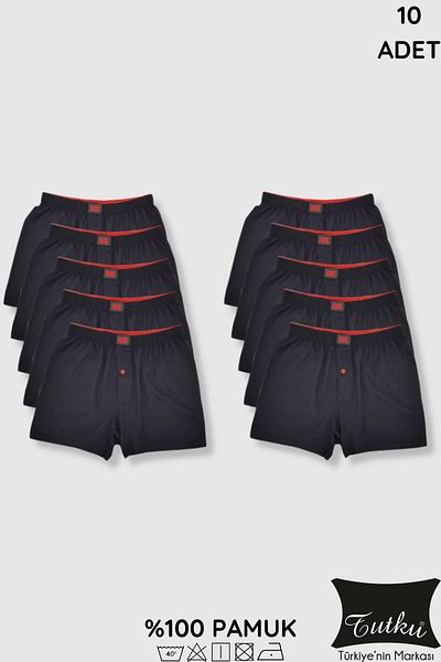 Tutku 0109 Boxer negru pentru bărbați din bumbac pieptănat - 10 bucăți