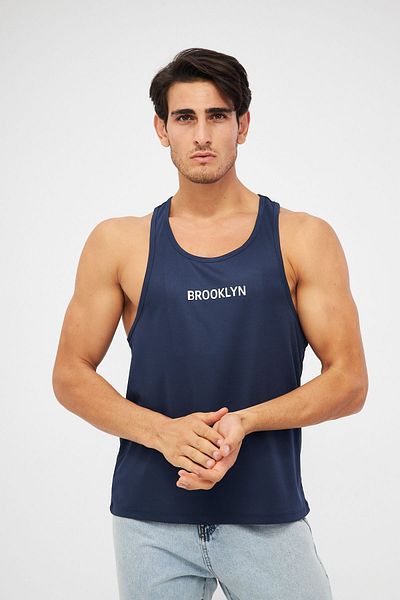 Moda Işık Navy Blue Printed Men's Sports Tank Top