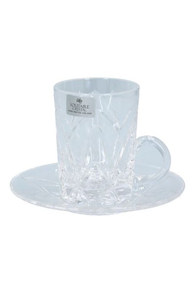 Solitaire Crystal 12-piece Turkish Coffee Set (6 CUPS - 6 PLATES)