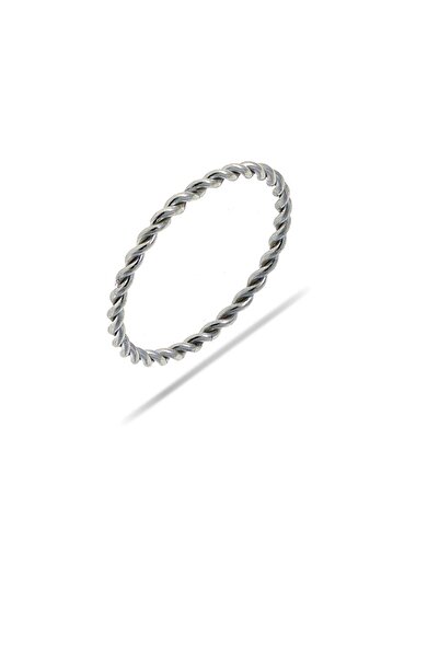 Sümer Telkari Burgu Rodyumlu Ince Gümüş Yüzük 3204