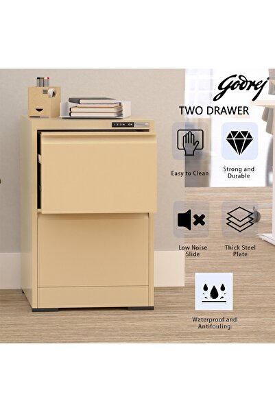 Mahmayi Godrej 2 Drawer Digital Filing Cabinet with Touch Screen Lock Steel Beige