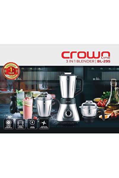 CROWNLINE خلاط ومطحنة 3 في 1 من الفولاذ المقاوم للصدأ Bl-295، 600 واط + غلاية KT-157