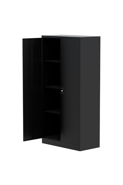 Mahmayi Godrej Full-Height Steel Swing Door Cupboard with Adjustable Shelves Black Finish