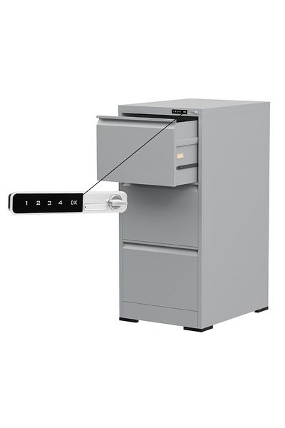 Mahmayi Godrej 3 Drawer Digital Filing Cabinet with Touch Screen Lock Steel Grey