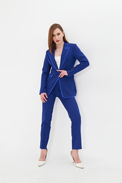 LOVELF Yakası Saten Biyeli Takım Saks