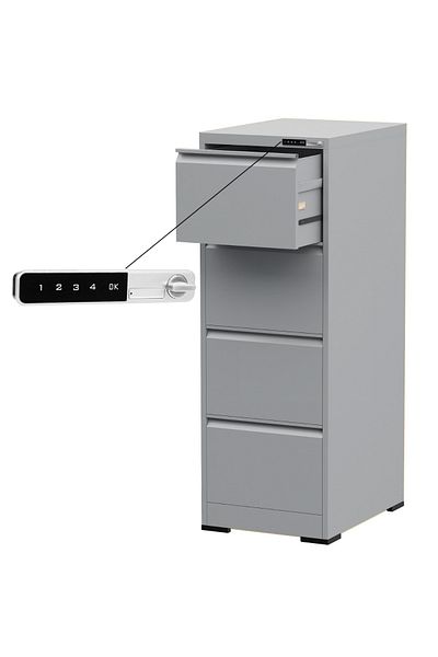 Mahmayi Godrej 4 Drawer Digital Filing Cabinet with Touch Screen Lock Steel Grey Finish