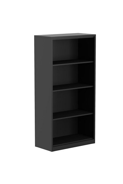 Mahmayi Godrej Full-Height Open Steel Bookcase with Adjustable Shelves Steel Black Finish