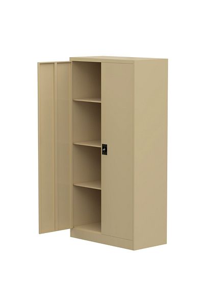 Mahmayi Godrej Full-Height Steel Swing Door Cupboard with Adjustable Shelves Beige Finish