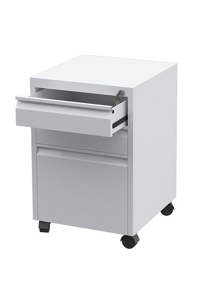 Mahmayi Godrej 3 Drawer White Mobile Storage Unit for Office and Home Organization