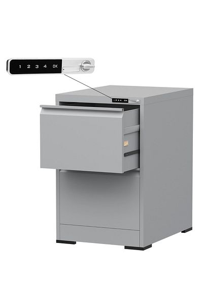 Mahmayi Godrej 2 Drawer Digital Filing Cabinet with Touch Screen Lock Steel Grey