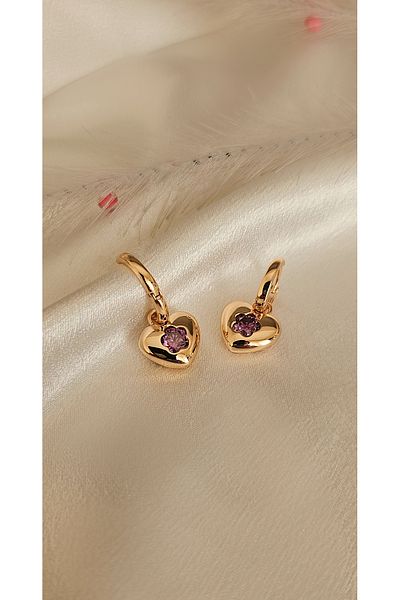m mavi deniz accesories Xuping - Purple Jewelled Heart Earrings