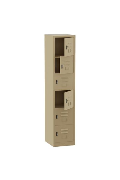 Mahmayi Godrej 6 Door Steel Locker with Heavy-Duty Construction Scratch-Resistant Beige Finish