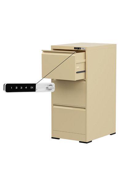 Mahmayi Godrej 3 Drawer Digital Filing Cabinet with Touch Screen Lock Steel Beige
