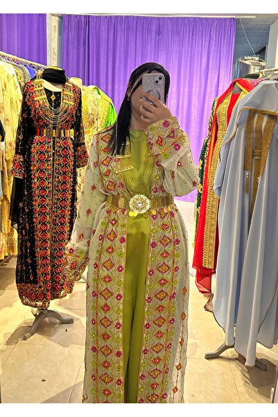 ABAYLAR Fıstık yeşili kaftan