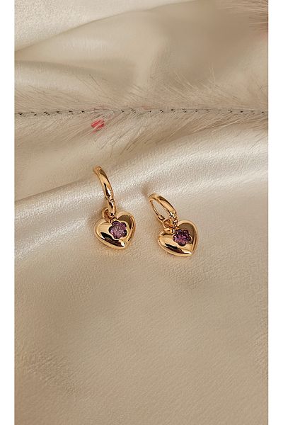m mavi deniz accesories Xuping - Purple Jewelled Heart Earrings