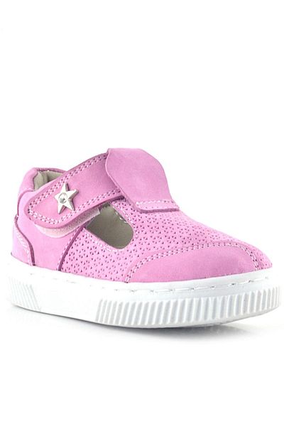 Rakerplus Bheem Genuine Leather Pink Velcro Star Detailed Baby Sandals