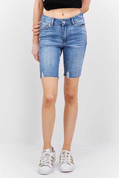 Paige شورت جينز مارتينا المغسول القابل للتمدد للنساء، أزرق فاتح