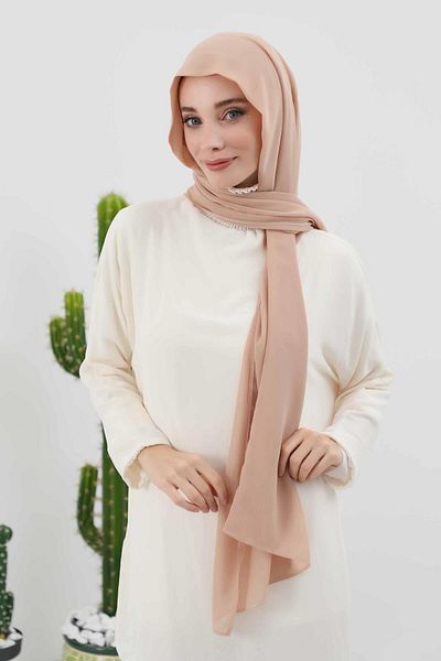 Aisha's Design Chiffon Combed Cotton Shawl with Inner Bonnet - Ps-46