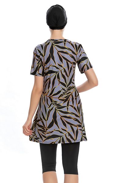REMSA Black Short Sleeve Semi-Closed Swimsuit - 201-502